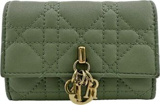 Dior Green Leather Wallet (Bi-Fold) (Pre-Owned)