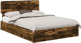 vidaXL Cama Con Almacenamiento Con Cabecera Roble Ahumado 140 X 190 Cm Vidaxl