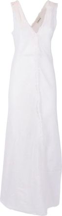 P.A.R.O.S.H. Maxi Dresses, female, White, Size: S Beach 26 V-neck Maxi Dress