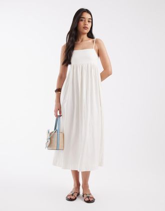 Jack & Jones Vestito lungo in misto lino bianco