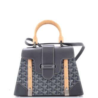 Goyard Saigon Top Handle Bag Coated Canvas with Leather PM