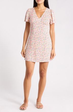 Billabong Such a Flirt Short Sleeve Minidress in White Cap at Nordstrom Rack, Size X-Large