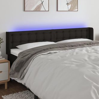 vidaXL Cabecero Con Led De Tela Negro 163x16x78/88 Cm Vidaxl