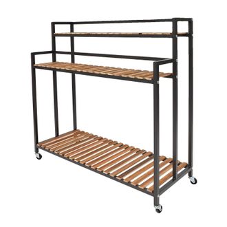 OEM Soporte Para Plantas, Dise&ntilde;o De 3 Niveles, M&oacute;vil Con Ruedas Universales, Negro, M