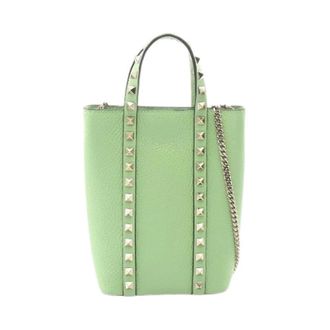 Valentino Pre-owned Rockstud lederen 2way handtas - Dames - Pre-owned - Groen - Maat: ONE Size Leer