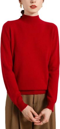 Dissa Women Cashmere Jumper Red Stand Neck Sweater Long Sleeve Relaxed Cashmere Wool Thin Jumper Solid Color Ladies Sweater,12,MZ2221