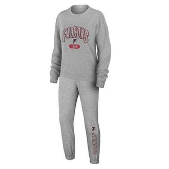 WEAR by Erin Andrews Womens WEAR by Erin Andrews Heather Gray Atlanta Falcons Knit Long Sleeve Tri-Blend T-Shirt & Pants Sleep Set at Nordstrom, Size Medium