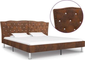 vidaXL Estructura De Cama De Piel De Ante Artificial Marr&oacute;n 180x200 Cm Vidaxl