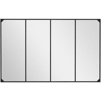 HOMCOM Homcom - Specchio a Muro in Stile Industriale con 4 Ganci 109x2x69 cm Nero