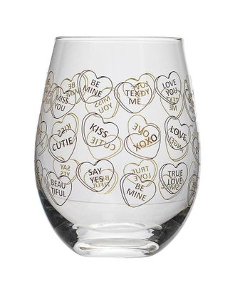 10 Strawberry Street Candy Hearts Stemless Wine Glasses Gift Set