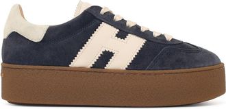 Hogan Suede Sneakers With Leather Insert And Platform Sole