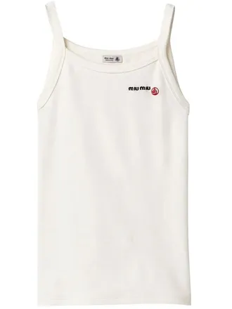 Miu Miu x Petit Bateau embroidered tank top - White