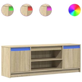 Berkfield Home TV Cabinet with LED Sonoma Oak 139.5x34x50 cm Engineered Wood in Light Tan