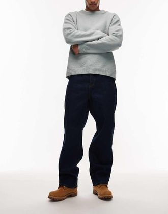 Obey Jeans classici larghi in denim lavaggio lavaggio indaco scuro-Blu