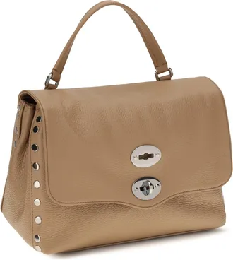 Zanellato Womens Postina Daily Handbag Small Brown Cantucci Calf Leather Bos Taurus Handbags Hand Bags