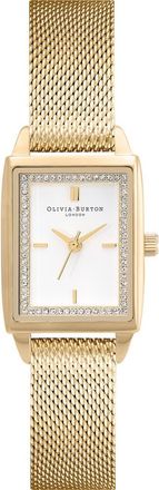 Olivia Burton Classics Rectangular Mesh Strap Watch, 20mm in Gold at Nordstrom
