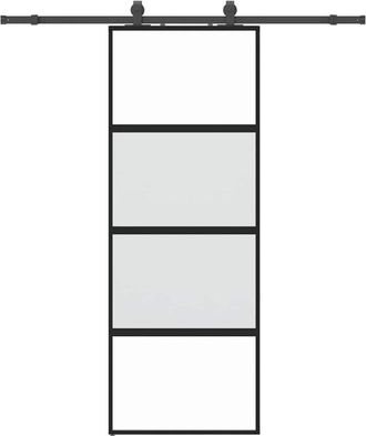 vidaXL Vidaxl - Puerta Corredera Con Herrajes Negro 76x205 Cm Vidrio Templado