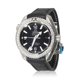 Omega Pre-owned Omega Seamaster Planet Ocean Diamond Black Dial Ladies Watch 215.18.40.20.01.001