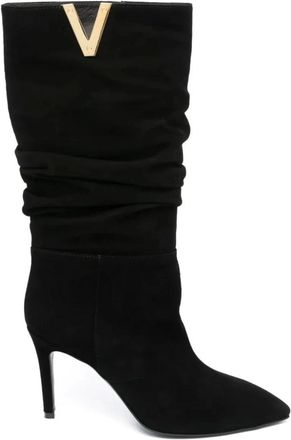 Via Roma 15 Schoenen, Dames, Zwart, 41 EU, Leer, Golden V Stiletto Boot