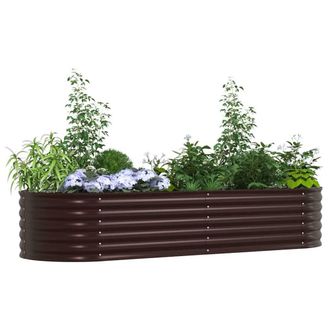 Berkfield Home Garden Raised Bed Brown 240x80x44 cm Galvanized Steel | Size: 240 x 80 x 44 cm