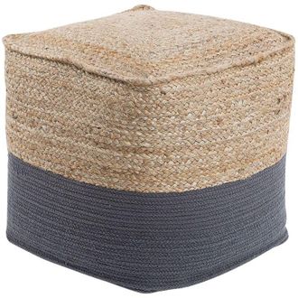 Beliani Beliani - Modern Boho Knitted Square Pouf Ottoman Cotton Jute 44 x 44 cm Dark Grey Kirama