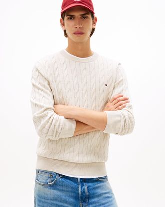 Tommy Hilfiger Mens Classic Jumper in Nude Cotton - Size X-Large