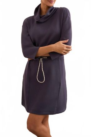 Tribal 3/4 Sleeve Dress With Drawcord In Sapphire