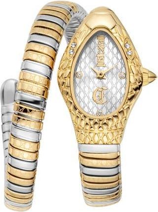 Just Cavalli Snake Two-Tone Wraparound Bracelet Watch, 20mm x 34.5mm in Two Tone Silver /Gold at Nordstrom Rack