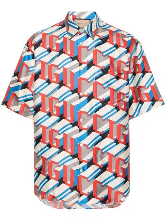 Gucci Pixel-print silk shirt - Neutrals