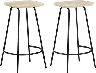 vidaXL Vidaxl - Taburetes De Cocina 2 Unidades Madera Maciza De Mango