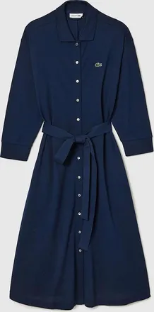 Lacoste Womens 3/4 Sleeve Pique Polo Dress - Navy - Size: 12