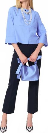 Tara Jarmon Clo&eacute; Round Collar Shirt In Sky Blue