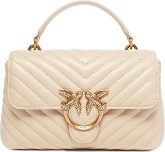 Pinko Pinko, Tassen, Dames, Beige, ONE Size, Katoen, Love Lady Puff Mini Handtas