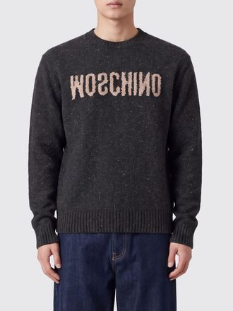 Moschino Wool and Silk Blend Crew-Neck Jumper with Jacquard Logo