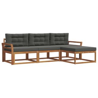 vidaXL Conjunto De Sof&aacute;s De Exterior 4 Pcs Natural Y Antracita Vidaxl