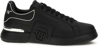 Philipp Plein Black Calf Leather Bos Taurus Low Top Mens Sneakers