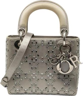Dior Pre-owned Lady Dior Mini Bag - Dames - Vintage Mini Tas - Grijs - ONE Size - Satijn - Vintage