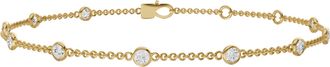 Diamond2Deal 14K Gold 0.75ct Round Lab Grown Diamond Station Bracelet 7
