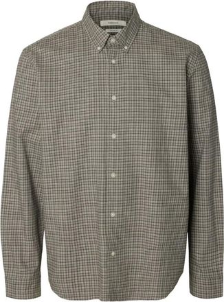 Selected Jay Melange LS Shirt - Heren - Overhemden - Bruin - Maat: XL Katoen