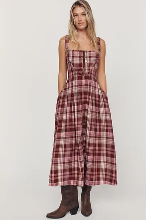 Pilcro Square-Neck Midi Dress