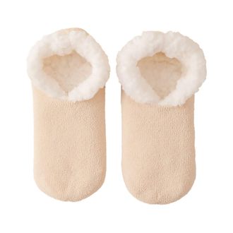 Generic Womens Socks Womens Winter Thick Couples Short Shoes and Socks Lambs Wool Warm Plush Floor Socks Mum Birthday Gifts (Beige, One Size)
