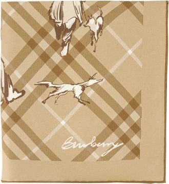Burberry 90x 90 Sjaal - Dames - Zijden sjaals - Beige - ONE Size - Accessoires