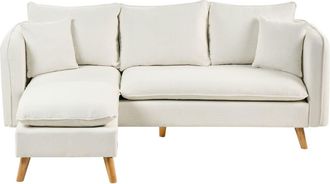 Beliani Sof&aacute; de 3 plazas 3 personas de tejido blanco