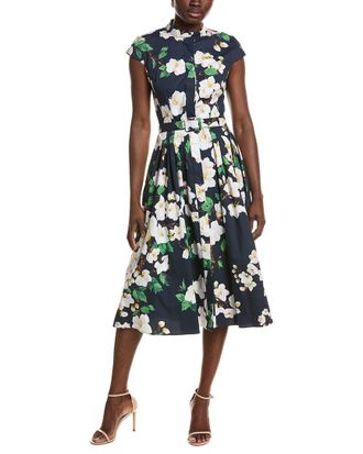 Oscar De La Renta Oscar De La Renta Cherry Blossom Poplin Dress