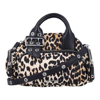 Ganni Leopard Mini Polochon Bag - Dames - Handtassen - Bruin - ONE Size - Nylon - Tassen