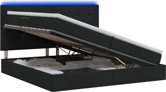 vidaXL Cama De Almacenamiento Led Con Colch&oacute;n Negro 200 X 200 Cm Tela Vidaxl