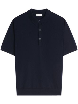 Dries Van Noten short-sleeve merino-wool polo shirt - Blue