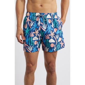 Boardies Palm Springs Mid Length Swim Trunks in Navy Multi at Nordstrom Rack, Size Xx-Large