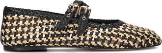 Inuovo Zwarte Ballerinas voor Stijlvolle Zomer - Dames - Ballerinas - Bruin - 42 EU - Linnen - Schoenen