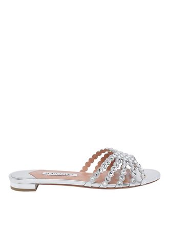 Aquazzura Silver Tequila Flat Sandals